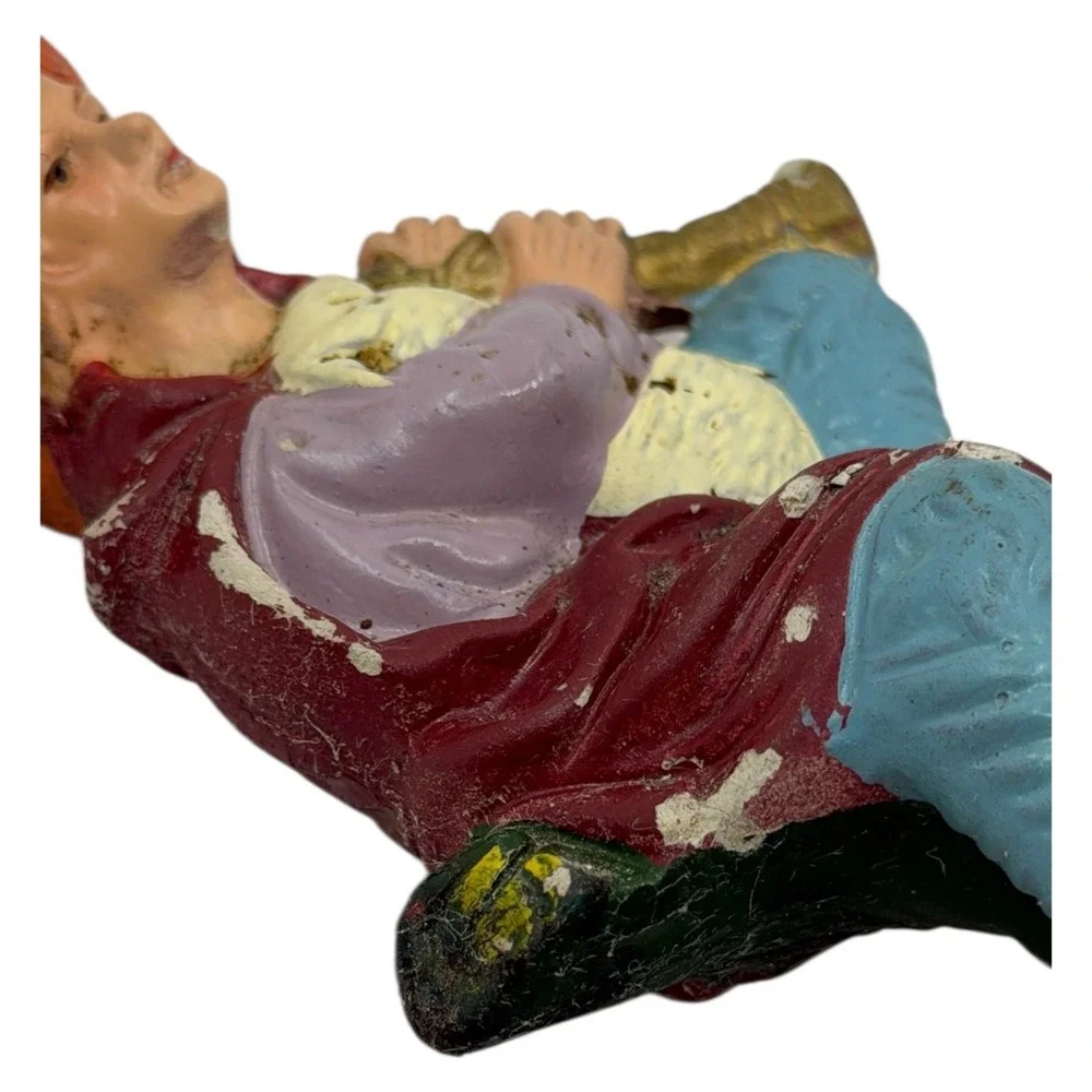 Vintage Nativity Shepherd Figurine‎ Playing Horn with Sheep Hand-Painted